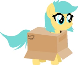 Size: 631x530 | Tagged: safe, artist:phantomarts, imported from derpibooru, oc, oc only, oc:boxfilly, pegasus, pony, box, cardboard box, fake cutie mark, female, filly, pegasus oc, simple background, solo, transparent background