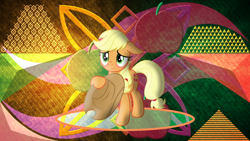 Size: 3840x2160 | Tagged: safe, artist:anime-equestria, artist:laszlvfx, edit, imported from derpibooru, applejack, pony, cute, female, high res, jackabetes, solo, wallpaper, wallpaper edit