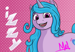 Size: 1000x700 | Tagged: safe, artist:rawmel, imported from derpibooru, izzy moonbow, pony, unicorn, female, g5, looking at you, my little pony: a new generation, open mouth, smiling