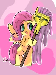 Size: 768x1024 | Tagged: safe, artist:pnpn_721, imported from derpibooru, fluttershy, pegasus, pony, bipedal, female, fluttermop, mare, meme, mop, open mouth, solo, spread wings, that was fast, wings