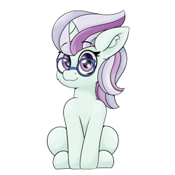 Size: 4000x4000 | Tagged: safe, imported from derpibooru, north point, pony, unicorn, cute, ear fluff, female, glasses, looking at you, mare, simple background, sitting, transparent background