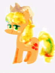 Size: 1200x1600 | Tagged: safe, artist:laurasrxfgcc, imported from derpibooru, applejack, earth pony, pony, cowboy hat, digital art, green eyes, hat, looking at you, simple background, smiling, solo, standing up, white background