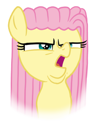 Size: 1164x1416 | Tagged: safe, artist:soobel, imported from derpibooru, fluttershy, pegasus, pony, alternate hairstyle, arin hanson face, bust, faic, female, fluttermop, full face view, mare, simple background, solo, transparent background