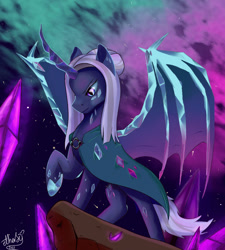 Size: 900x1000 | Tagged: safe, artist:etherfii, imported from derpibooru, oc, oc only, oc:naegissa, alicorn, pony, bat wings, female, solo, wings