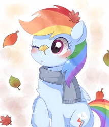 Size: 1642x1916 | Tagged: safe, artist:ginmaruxx, imported from derpibooru, rainbow dash, pegasus, pony, autumn, blushing, clothes, cute, dashabetes, scarf