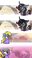 Size: 1650x3000 | Tagged: safe, artist:iceflower99, imported from derpibooru, oc, oc:buggy brush, them's fightin' herds, blushing, comic, community related, crush, oleander (tfh)