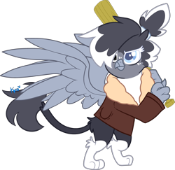 Size: 3472x3372 | Tagged: safe, artist:kurosawakuro, imported from derpibooru, oc, oc only, griffon, base used, baseball bat, bipedal, bomber jacket, clothes, female, heterochromia, high res, jacket, simple background, solo, transparent background