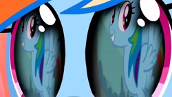 Size: 1920x1080 | Tagged: safe, editor:rarity vrymer collective, imported from derpibooru, screencap, rainbow dash, magical mystery cure, may the best pet win, a true true friend, eye reflection, multicolored hair, multicolored mane, multicolored tail, reflection, tail