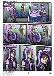 Size: 1500x2122 | Tagged: safe, artist:deroach, imported from derpibooru, starlight glimmer, twilight sparkle, oc, oc:daylight, alicorn, human, comic:tales from equestria part 1, alternative cutie mark placement, clothes, comic, cutie mark, cutie mark on clothes, cutie mark on human, equestria project humanized, fanfic, humanized, school of friendship, shoulder cutie mark, stained glass, stairs, tinyface, twilight sparkle (alicorn), winged humanization, wings