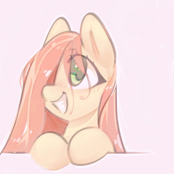 Size: 1200x1200 | Tagged: safe, artist:mirroredsea, imported from derpibooru, oc, oc only, pony, female, looking up, not fluttershy, not pinkamena, simple background, smiling, solo, wet, wet mane