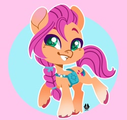 Size: 2416x2286 | Tagged: safe, artist:happyfoxxart, imported from derpibooru, sunny starscout, earth pony, pony, chibi, cute, female, g5, high res, my little pony: a new generation, solo, sunnybetes