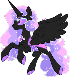 Size: 2484x2731 | Tagged: safe, artist:kurosawakuro, imported from derpibooru, oc, oc only, alicorn, changepony, hybrid, pony, base used, female, flying, frown, high res, magical lesbian spawn, mare, offspring, parent:princess celestia, parent:queen chrysalis, parents:chryslestia, simple background, solo, spread wings, transparent background, wavy mouth, wings