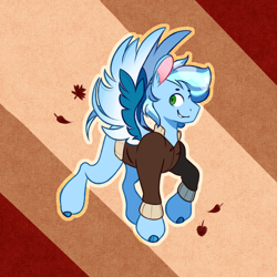 Size: 3000x3000 | Tagged: safe, alternate version, artist:von babbitt, imported from derpibooru, oc, oc only, oc:voltaic sky, pegasus, pony, autumn, clothes, high res, male, solo, sweater