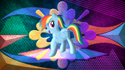 Size: 3840x2160 | Tagged: safe, artist:laszlvfx, artist:slb94, edit, imported from derpibooru, rainbow dash, pegasus, pony, alternate hairstyle, female, high res, looking at you, mare, open mouth, raised hoof, smiling, solo, wallpaper, wallpaper edit