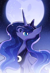 Size: 800x1173 | Tagged: safe, artist:rinn11201, imported from twibooru, princess luna, gradient background, image, jewelry, mare in the moon, moon, night, png, regalia