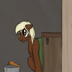 Size: 1500x1500 | Tagged: safe, artist:ahorseofcourse, earth pony, pony, carrot, cute, female, food, mare, solo, verity
