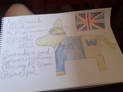 Size: 4128x3096 | Tagged: safe, artist:super-coyote1804, imported from derpibooru, pony, colored pencil drawing, formula 1, great britain, ponified, sir frank williams, solo, traditional art, united kingdom, wiliams f1