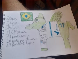 Size: 4128x3096 | Tagged: safe, artist:super-coyote1804, imported from derpibooru, pony, brazil, colored pencil drawing, felipe massa, formula 1, ponified, solo, traditional art