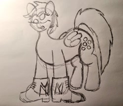 Size: 1024x881 | Tagged: safe, artist:2tailedderpy, imported from derpibooru, derpy hooves, pegasus, pony, clothes, cutie mark, drip, new york, shoes, sketch, solo, timberland boots, traditional art