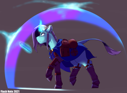 Size: 4722x3472 | Tagged: safe, artist:flashnoteart, imported from derpibooru, oc, oc only, oc:magical shield, oc:swiftnote, pony, unicorn, armor, book, casting a spell, cloak, clothes, female, magic, solo, walking