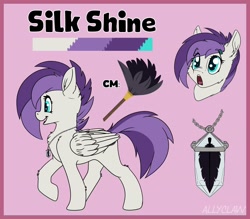 Size: 2000x1750 | Tagged: safe, artist:allyclawz, imported from derpibooru, oc, oc only, oc:silk shine, pegasus, pony, female, mare, reference sheet, solo