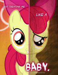 Size: 2158x2780 | Tagged: safe, artist:tehjadeh, imported from derpibooru, apple bloom, earth pony, pony, apple bloom's bow, bow, female, filly, hair bow, high res, poster, solo, two sided posters