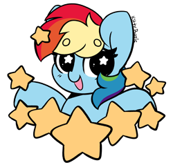 Size: 3344x3192 | Tagged: safe, artist:kittyrosie, imported from derpibooru, rainbow dash, pegasus, pony, blushing, cute, dashabetes, female, high res, mare, open mouth, open smile, simple background, smiling, solo, starry eyes, stars, white background, wingding eyes