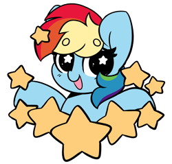 Size: 3344x3192 | Tagged: safe, alternate version, artist:kittyrosie, imported from derpibooru, rainbow dash, pegasus, pony, blushing, cute, dashabetes, female, high res, mare, open mouth, open smile, simple background, smiling, solo, stars, transparent background