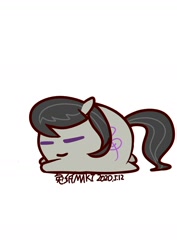 Size: 1000x1414 | Tagged: safe, artist:1395088159, imported from derpibooru, part of a set, octavia melody, earth pony, pony, chubbie, eyes closed, female, simple background, solo, white background