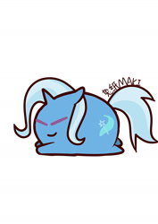 Size: 1000x1414 | Tagged: safe, artist:1395088159, imported from derpibooru, part of a set, trixie, pony, unicorn, chubbie, eyes closed, female, simple background, solo, white background