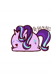Size: 1000x1414 | Tagged: safe, artist:1395088159, imported from derpibooru, part of a set, starlight glimmer, pony, unicorn, chubbie, eyes closed, female, simple background, solo, white background