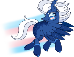 Size: 1783x1371 | Tagged: safe, artist:musical-medic, imported from derpibooru, night glider, pony, pride, pride flag, simple background, solo, trans flag, transgender, transgender pride flag, transparent background