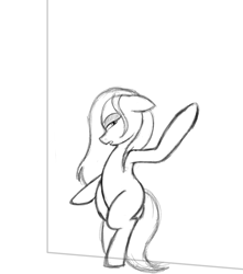 Size: 3889x4400 | Tagged: safe, artist:bearmation, imported from derpibooru, oc, oc only, earth pony, pony, bedroom eyes, bipedal, commission, earth pony oc, lineart, monochrome, solo, your character here