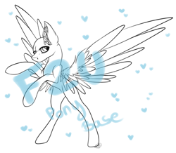 Size: 3509x3061 | Tagged: safe, artist:beamybutt, imported from derpibooru, oc, oc only, pegasus, pony, ambiguous gender, base, ear fluff, high res, lineart, pegasus oc, rearing, simple background, solo, white background