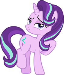 Size: 1500x1771 | Tagged: artist needed, source needed, safe, imported from derpibooru, starlight glimmer, pony, unicorn, bedroom eyes, blue eyes, cute, female, full body, glimmerbetes, hoof on chest, horn, lidded eyes, looking at you, mare, multicolored mane, multicolored tail, playing with hair, raised hoof, seductive, seductive look, seductive pose, simple background, smiling, smiling at you, smug, solo, standing, standing on two hooves, tail, transparent background