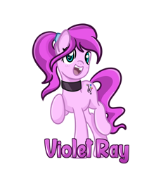 Size: 873x915 | Tagged: safe, artist:redpalette, imported from derpibooru, oc, oc:violet ray, earth pony, choker, commission, convention, cute, earth pony oc, name, ponytail, smiling, trotting