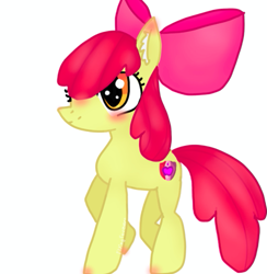 Size: 577x591 | Tagged: safe, artist:flyingforeverr, imported from derpibooru, apple bloom, earth pony, pony, blushing, female, filly, solo
