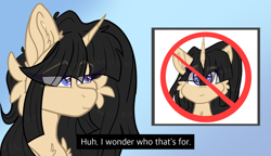 Size: 2638x1522 | Tagged: safe, artist:tizhonolulu, imported from derpibooru, oc, oc only, oc:tiz honolulu, alicorn, pony, cheek fluff, chest fluff, garfield, huh i wonder who that's for, meme, ponified meme, solo, text, up to no good