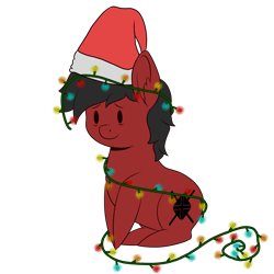 Size: 2160x2160 | Tagged: safe, artist:darmetyt, imported from derpibooru, oc, oc only, oc:darmet, earth pony, pony, christmas, christmas lights, hat, high res, holiday, santa hat, simple background, solo, transparent background