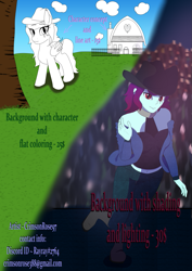 Size: 855x1211 | Tagged: safe, artist:lullabyjak, imported from derpibooru, oc, oc:crimson rose, bat pony, equestria girls, advertisement, commission info, cowboy hat, hat, lineart