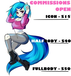 Size: 957x1024 | Tagged: safe, artist:yutakira92, imported from derpibooru, dj pon-3, vinyl scratch, anthro, unicorn, advertisement, commission info, price sheet, solo