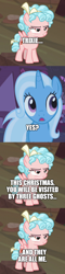 Size: 500x2078 | Tagged: safe, edit, edited screencap, imported from derpibooru, screencap, cozy glow, trixie, ghost, pegasus, pony, undead, unicorn, a christmas carol, christmas, comic, dragon ball, dragonball z abridged, ebenezer scrooge, female, filly, foal, ghost nappa, holiday, jacob marley, mare, nappa, screencap comic, vegeta