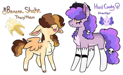 Size: 2369x1447 | Tagged: safe, artist:moccabliss, imported from derpibooru, oc, oc only, oc:banana shake, oc:hard candy, earth pony, pegasus, pony, duo, female, magical lesbian spawn, mare, offspring, parent:bon bon, parent:lyra heartstrings, parents:lyrabon, simple background, tongue out, transparent background