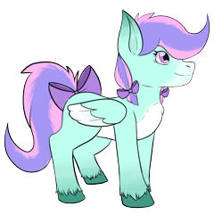 Size: 900x938 | Tagged: safe, artist:stitched-imp, imported from derpibooru, oc, oc only, oc:blissy, original species, pony, bow, chest fluff, hair bow, simple background, solo, tail, tail bow, transparent background