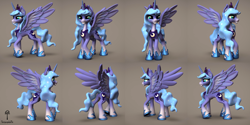 Size: 4320x2160 | Tagged: safe, artist:teonanakatle, imported from derpibooru, princess luna, pony, 3d, rotation, solo