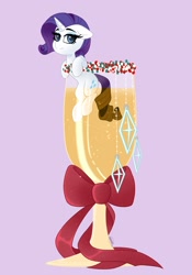 Size: 1789x2556 | Tagged: safe, artist:rand-dums, imported from derpibooru, part of a set, rarity, pony, unicorn, alcohol, champagne, female, micro, purple background, simple background, smiling, solo, wine