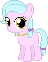 Size: 1510x1915 | Tagged: safe, artist:peternators, imported from derpibooru, oc, oc only, oc:goldy ornament, earth pony, pony, earth pony oc, female, filly, full body, hairband, highlights, jewelry, necklace, ribbon, show accurate, simple background, smiling, solo, standing, tail, transparent background, two toned mane, two toned tail, yellow eyes