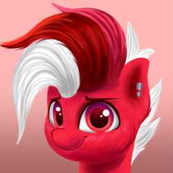 Size: 939x939 | Tagged: safe, artist:joaothejohn, imported from derpibooru, oc, oc only, oc:flamebrush, pegasus, pony, ear piercing, earring, icon, jewelry, pegasus oc, piercing, simple background, smiling, solo