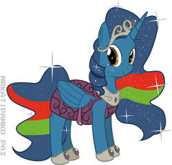 Size: 3933x3761 | Tagged: safe, artist:mrkat7214, imported from derpibooru, oc, oc only, oc:blue sky, alicorn, pony, alicorn oc, clothes, commission, crown, female, high res, horn, jewelry, looking at you, mare, regalia, simple background, solo, transparent background, vector, wings