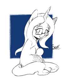 Size: 805x1017 | Tagged: safe, artist:alazak, imported from derpibooru, oc, oc only, oc:seer, pony, unicorn, blind, solo